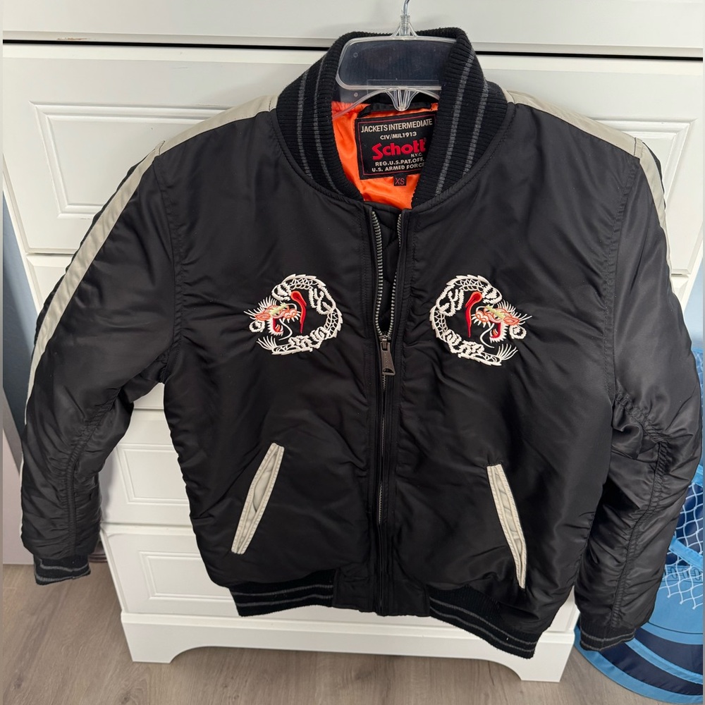 SCHOTT N.Y.C. CIVMIL1913 Bomber Jacket. Size XS. Embroidered. Authentic